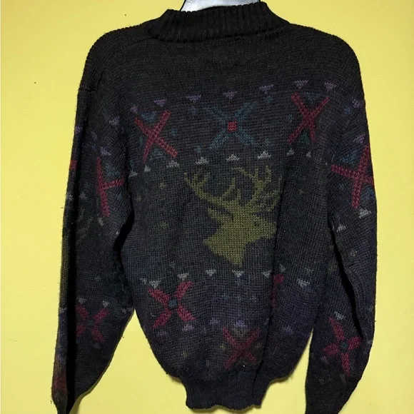 Vintage Boston Traders Deer Grandpa Sweater M Pure Wool Rare Nature VTG - Picture 4 of 6